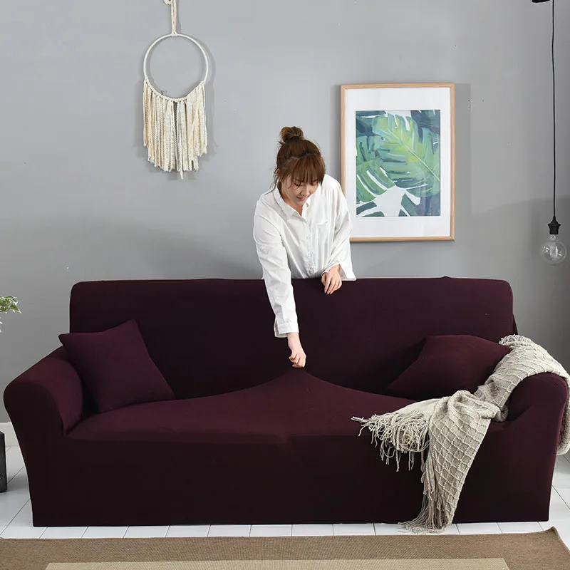 

Quality Stripe Sofa Cover 3D Texture Universal All-inclusive Slip-Resistant Elastic Slipcover 1/2/3/4-seat Sofa Cover Fuchsia