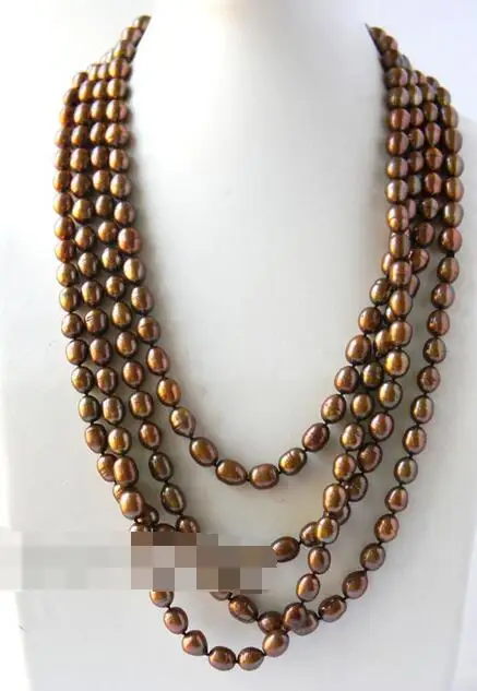 

song voge gem nanJ1001 Coffee Rice Freshwater Peal Necklace