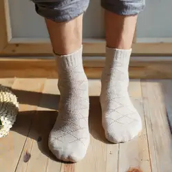 Mantieqingway отдыха шерстяные носки для Мужская зимняя теплая плед печатных носок для Для мужчин дышащие осенние длинные носки без пятки