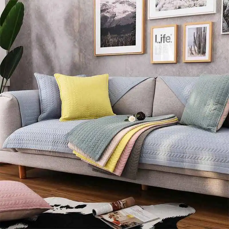 6 цветов, геометрический узор, хлопок, подушка для дивана, четыре сезона, полотенце для дивана, спинка, полотенце, чистый цвет, секционная наволочка для дивана, наволочки - Цвет: Blue