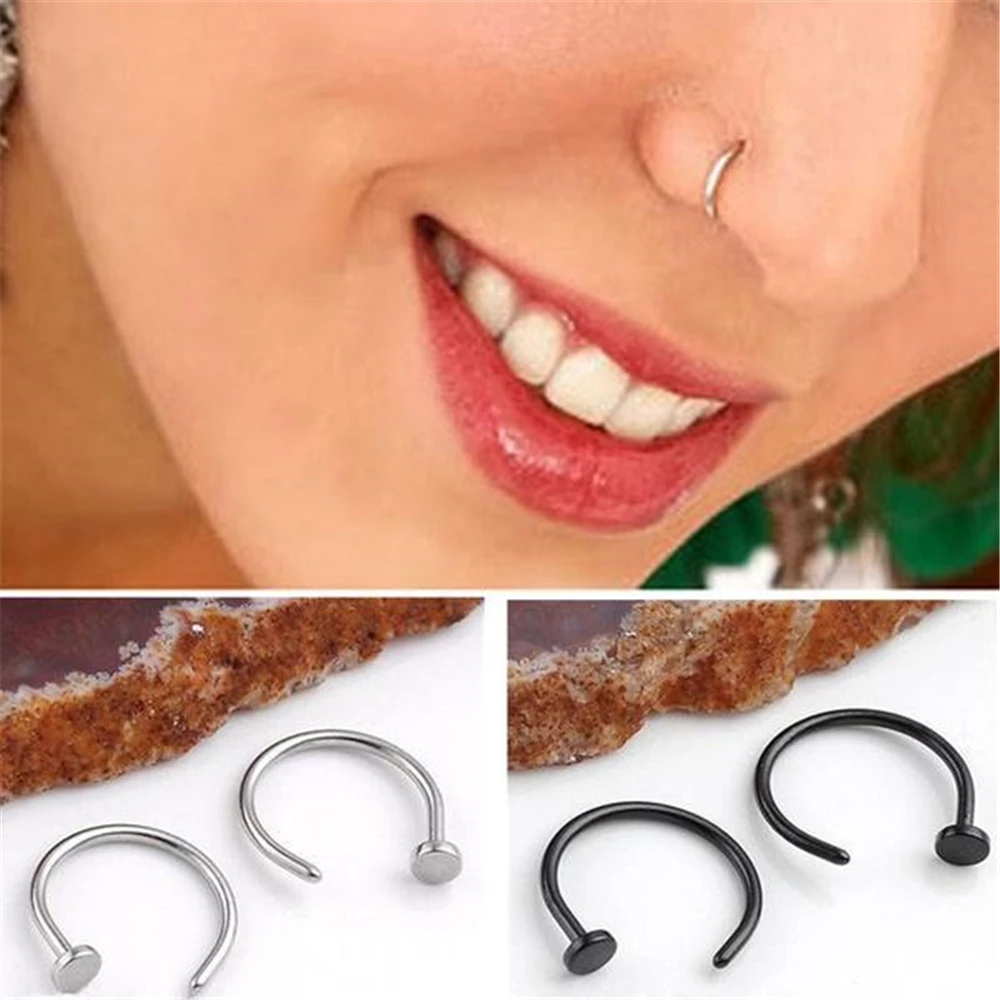 

2pcs Piercing stainless steel nose hoop rings earrings body piercing jewelry
