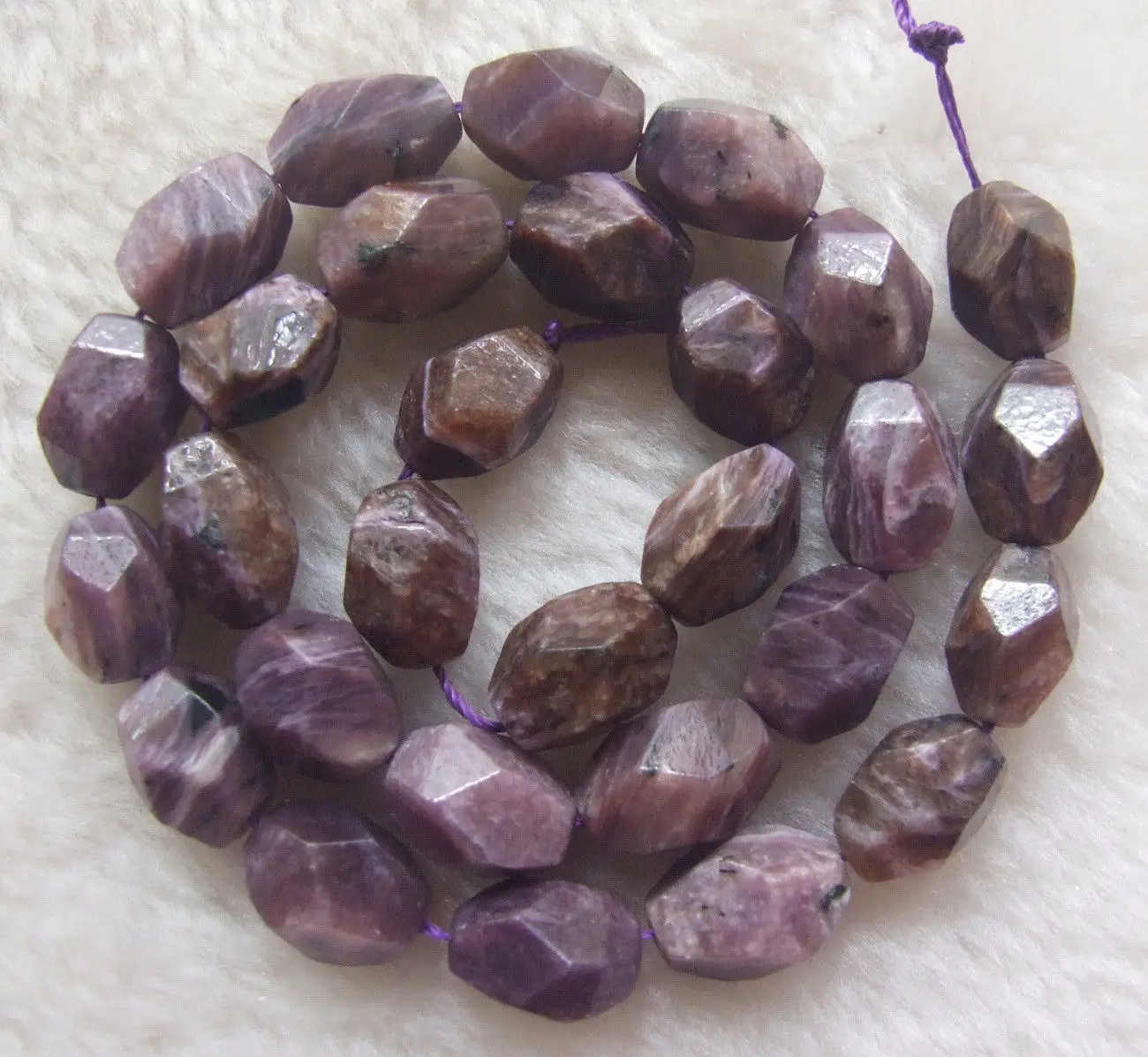 10x14mm Natural Charoite Faceted Freeform Loose Beads 15.5&quot | Украшения и аксессуары