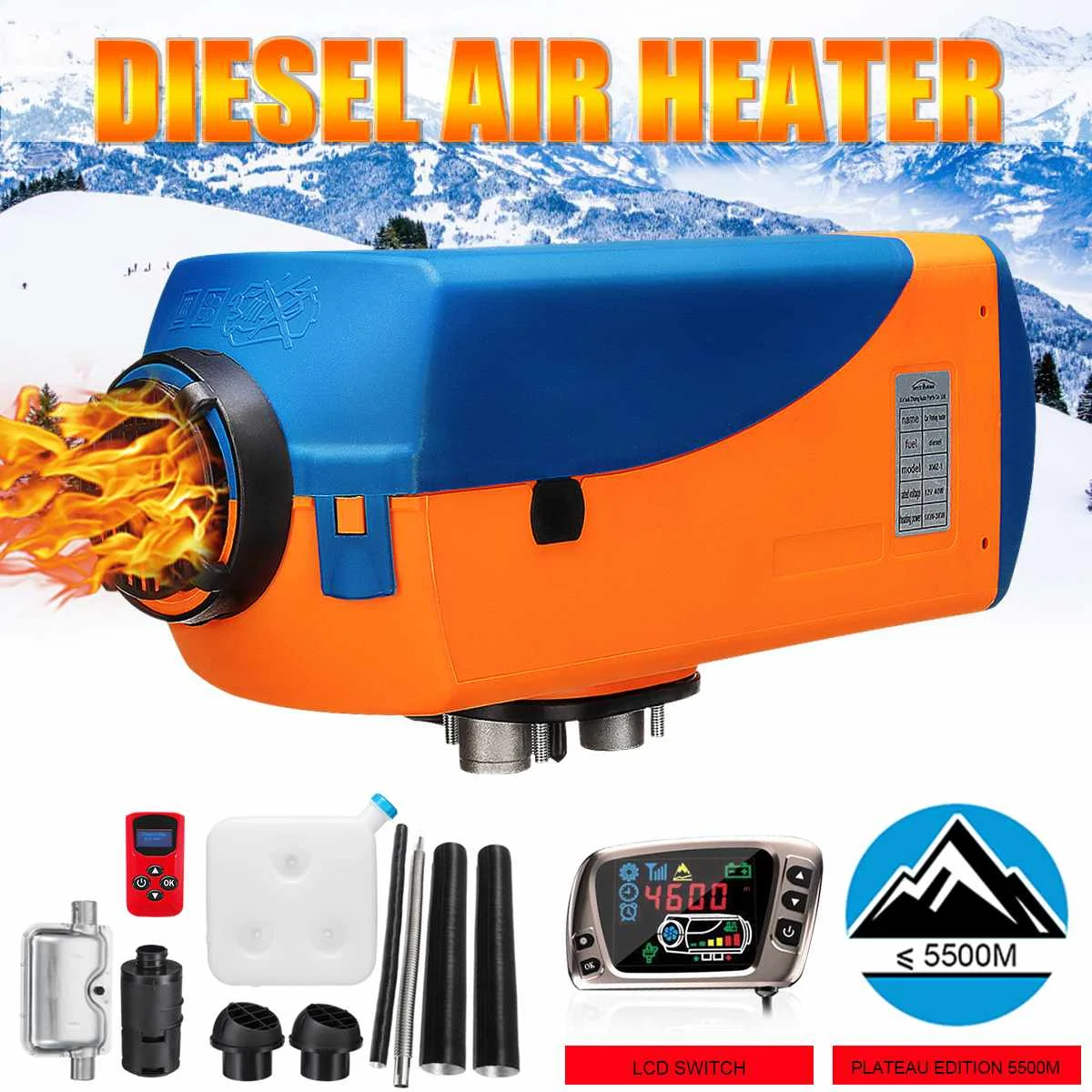 

3kw 12V Diesels Air Parking Heater Air Heating LCD Switch with Silencer and Remote Control For Trucks Boats Car Trailer Heater