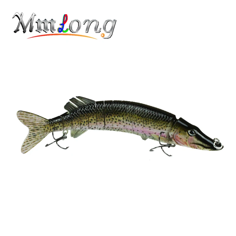 MMlong Artificial Lures Crankbait Slow Sink Swimbait 8 Segment Lure 3# Hook Fishing Tackle Hard Lifelike Bait MML-15B