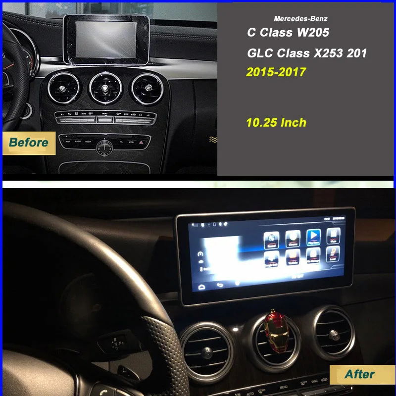 Автомобильный экран Mercedes W204 Android дисплей для GLC C Класс W205 Wifi Bluetooth Aftermarket приборная панель навигатор с 2 г ram 8 ядер - Цвет: W205 GLC(15-17)