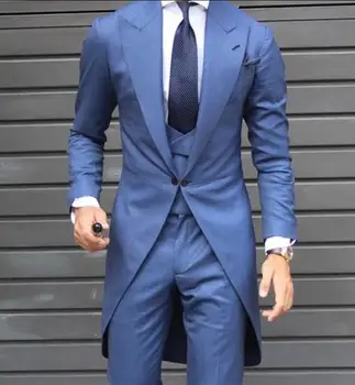 

Latest Coat Pant Designs Navy Blue Wedding Suits for Men Slim Fit 3 Piece Tuxedo Groom Suit Custom Prom Blazer Masculino