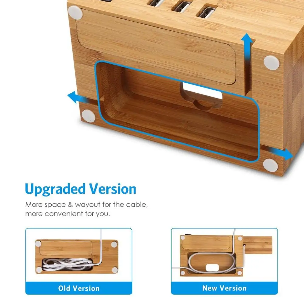 Бамбуковая зарядная станция, многофункциональная зарядная станция с тремя usb-портами, деревянная док-станция-органайзер для iPhone X/8/7/6/5S 85