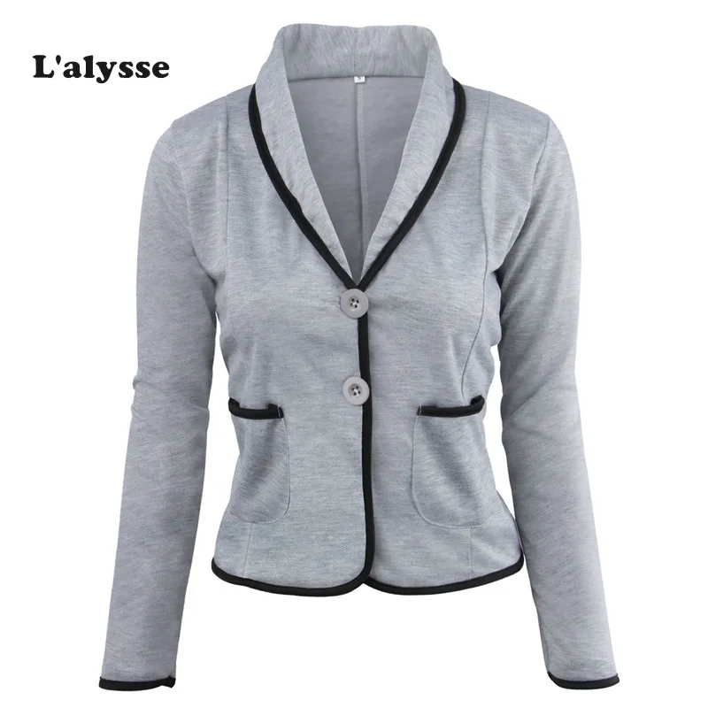 

LALYSSE Plus size Autumn Women Blazers Jackets Small Cotton Suit Jacket Long Sleeve Slim Suit Button Basic Jackets femeninos