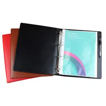 Pen loop A4 faux leather cover folder 4 Rings , A4 Custom Handmade Binder With transparent pockets