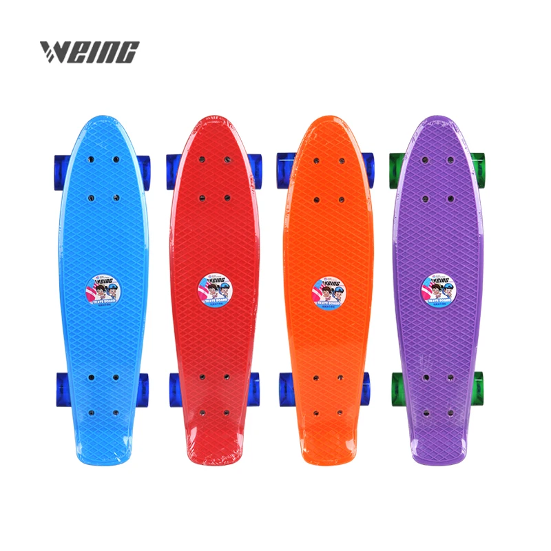 

WEING imported new steel pipe bracket blue powder orange green four color transparent flash fish shaped skateboar
