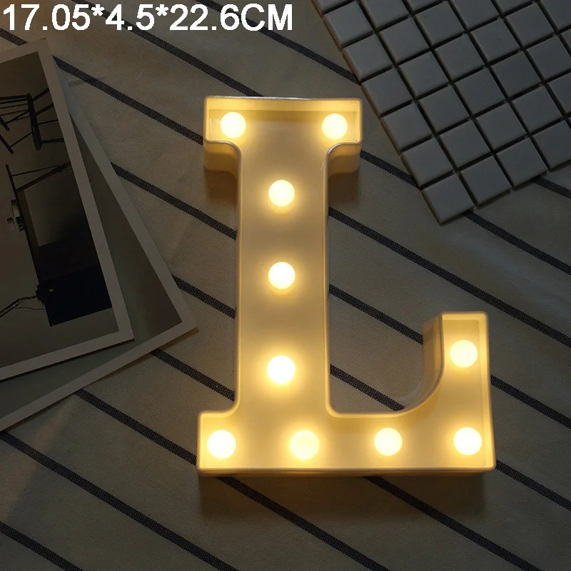 L Letras Decorativas Led Con Luces 26 букв алфавита ночник предложение для свадьбы украшения для романтической свадьбы, вечеринки украшения - Цвет: L