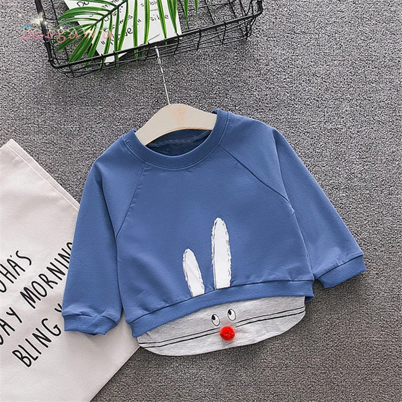 

2019 Spring Baby Children Clothing Boys Girls Casual Infants Rabbit Cartoon Pullover Cotton Long Sleeve T-shirt Tops Tee S6200
