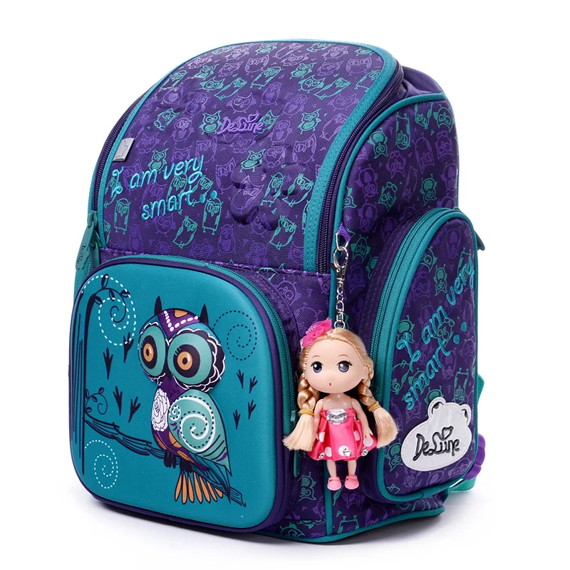 

Delune Original Animals Pattern School Bags for Girls Owl Bears Children Orthopedic Backpack 6-108 Mochila Infantil Grade 1-3-5