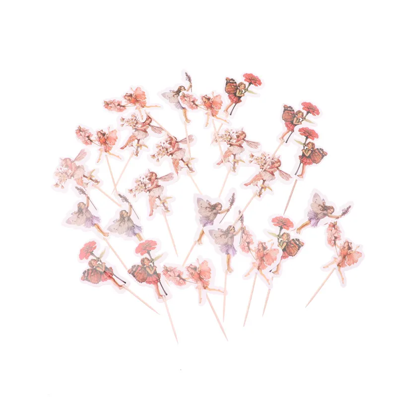 

24Pcs Cartoon Flower Fairy Theme Cupcake Topper Cake Decoration Birthday Party Decorations Kids Baby Shower Party Supplies
