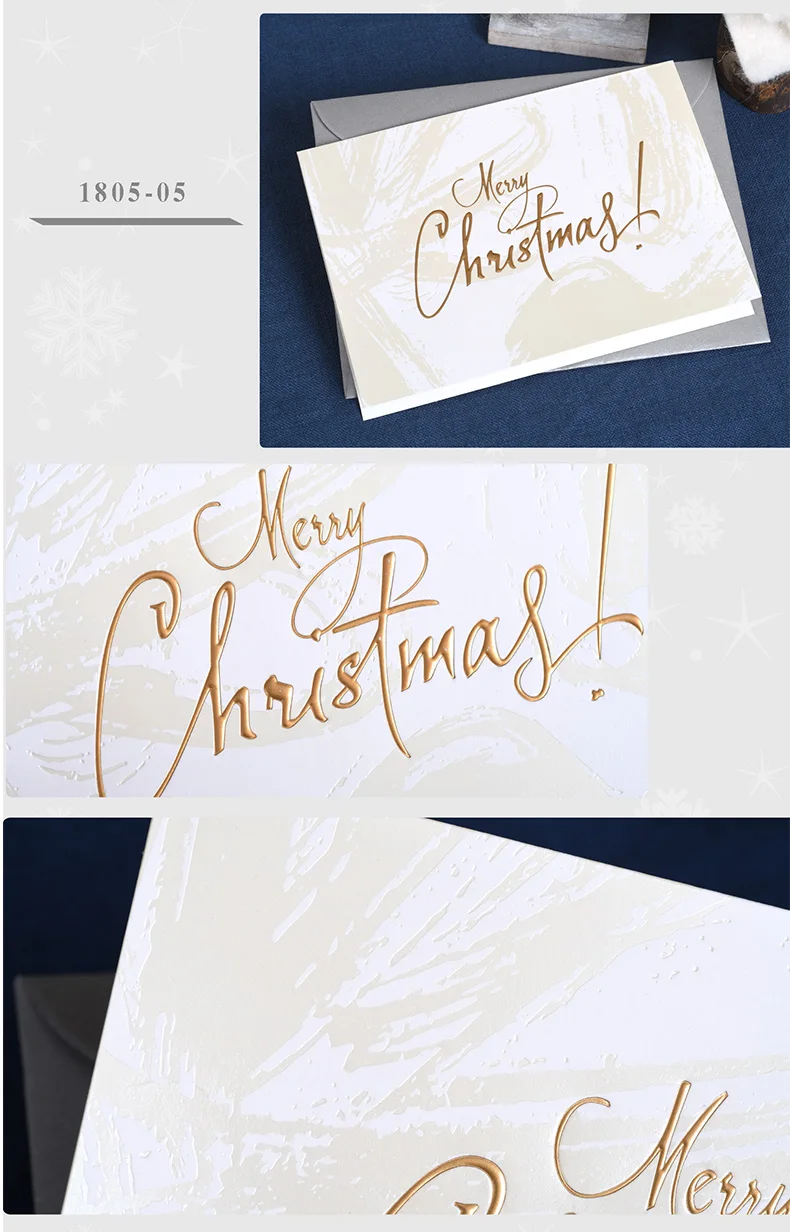Золотые металлические рождественские открытки оптом праздничный сезон поздравительные открытки деловой Новогодний подарок вечерние открытки