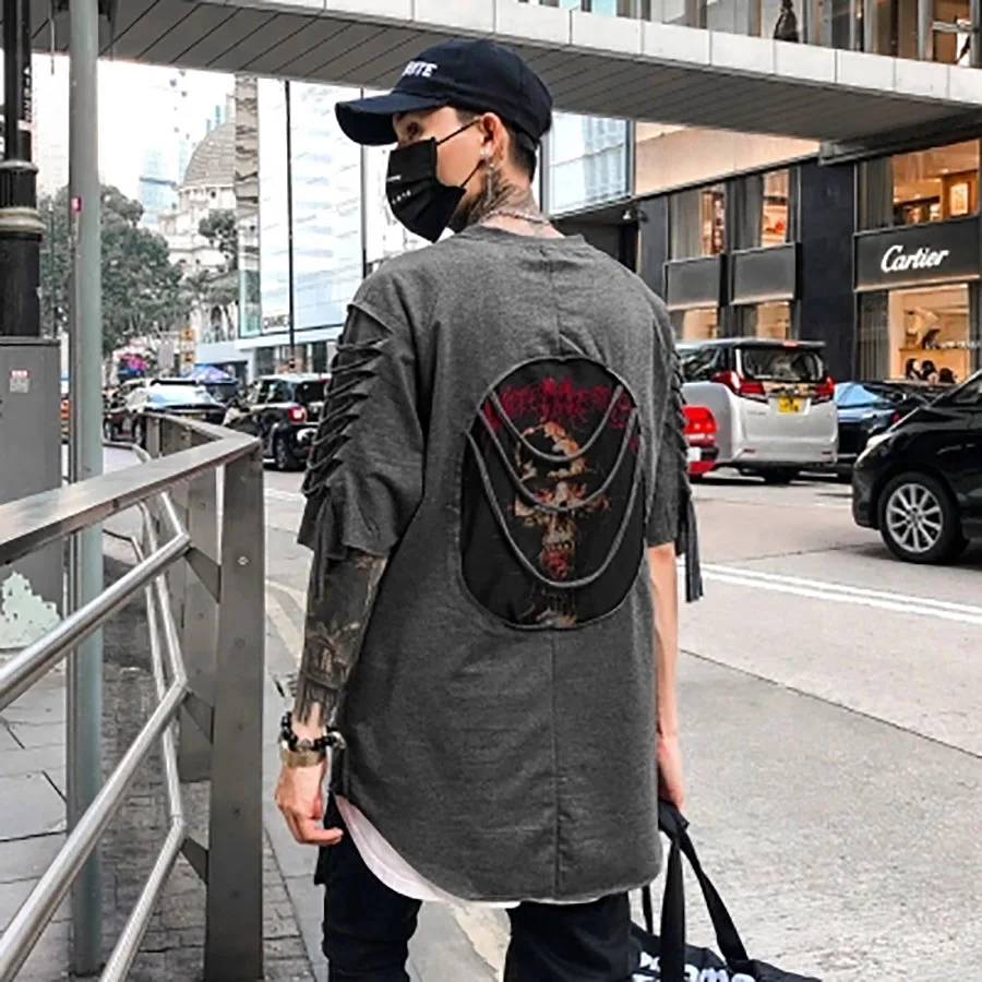 Ripped t Shirts Men Punk Rock Rave t Shirt Psychedelic Hiphop Street Camisa Swag Rasgados Vintage Rap Mens Clothing Baggy DX533 Ripped t Shirts Men Punk Rock Rave t Shirt Psychedelic Hiphop Street Camisa Swag Rasgados Vintage Rap Mens Clothing Baggy DX533