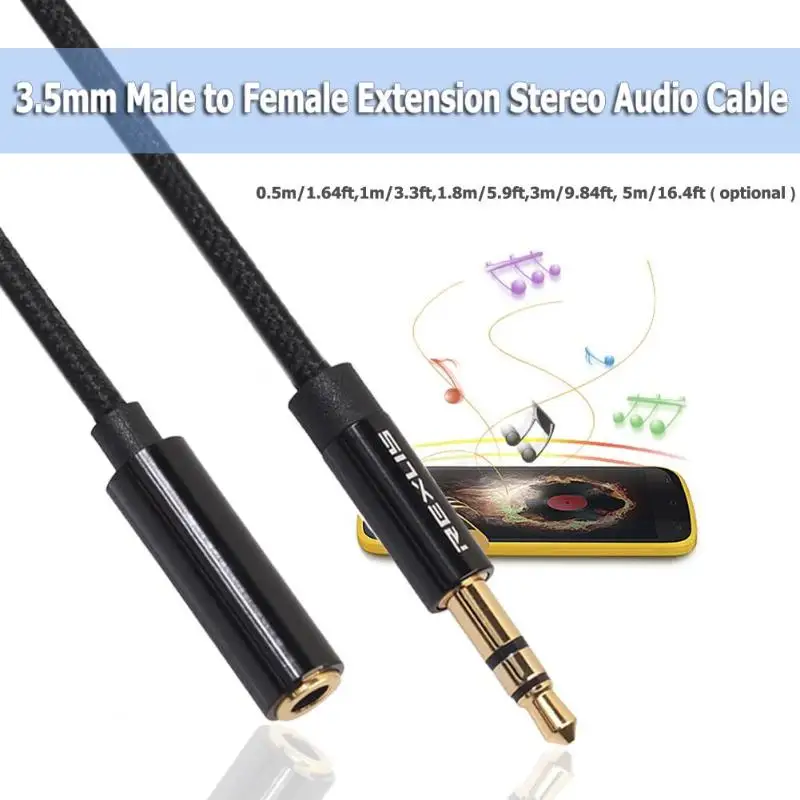 Premium 3.5mm Audio Extension Cable - Male to Female AUX Stereo Extender Cord