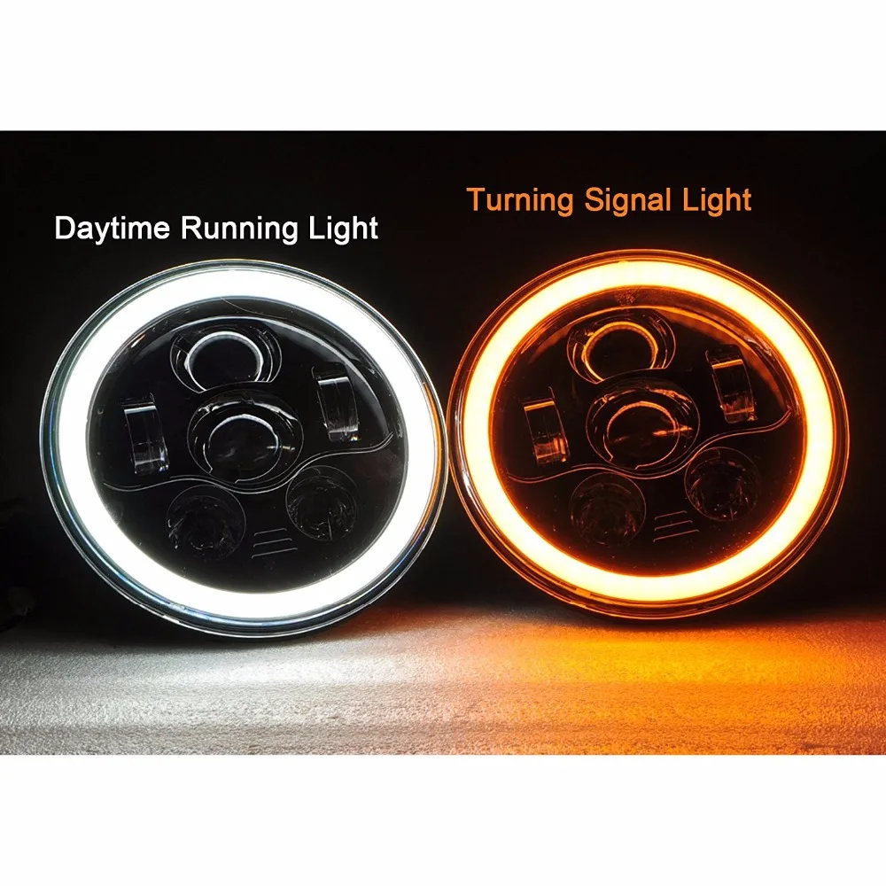  45W 7 Inch LED Headlight Assemblies with White/ Yellow Halo Angle Eye For Jeep Wrangler TJ JK Humme - 32826338378