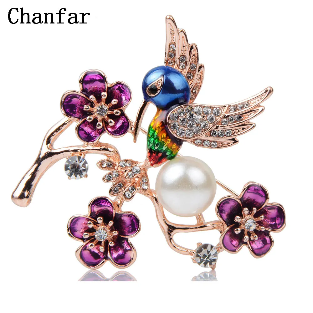 

Chanfar Vintage Flower Swallow Brooch Pins Crystal Rhinestone Christmas Brooch Pearl Women Men Fashion Jewelry