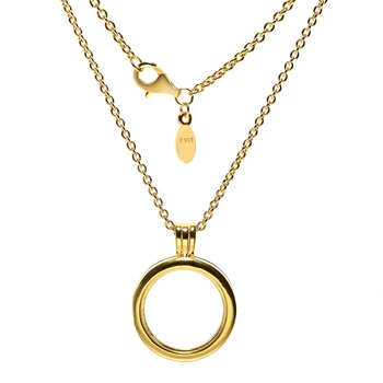 

FANDOLA Necklaces 100% 925 Sterling Silver Jewelry Shine Floating Locket Necklaces for Women DIY Petite Charms Jewelry
