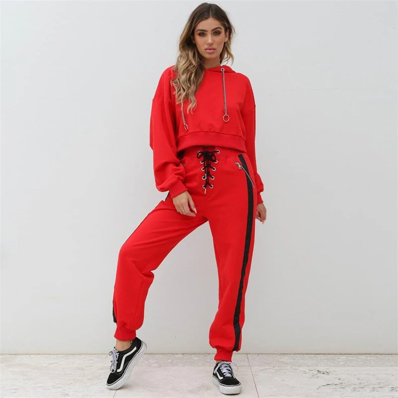 Women High Waist Hip Hop Pants Casual Carrot Pant Bandage Elastic Waist Bloomers Ladies Leisure Pantalettes Knickerbockers Red (6)