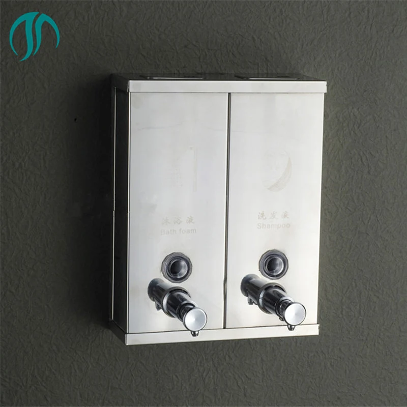 

1500ml Stainless Steel Double Shower Dispensers Liquid Soap Dispenser Wall Mounted Shampoo Dispenser Double Soap Dispenser
