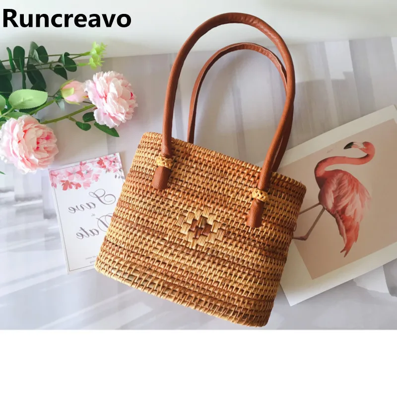 

2018 Luxury Handbags Women Bags Designer Famous Brand Ladies Rattan Beach Bag Wicker Straw Bag Summer tote flower Bags For Women