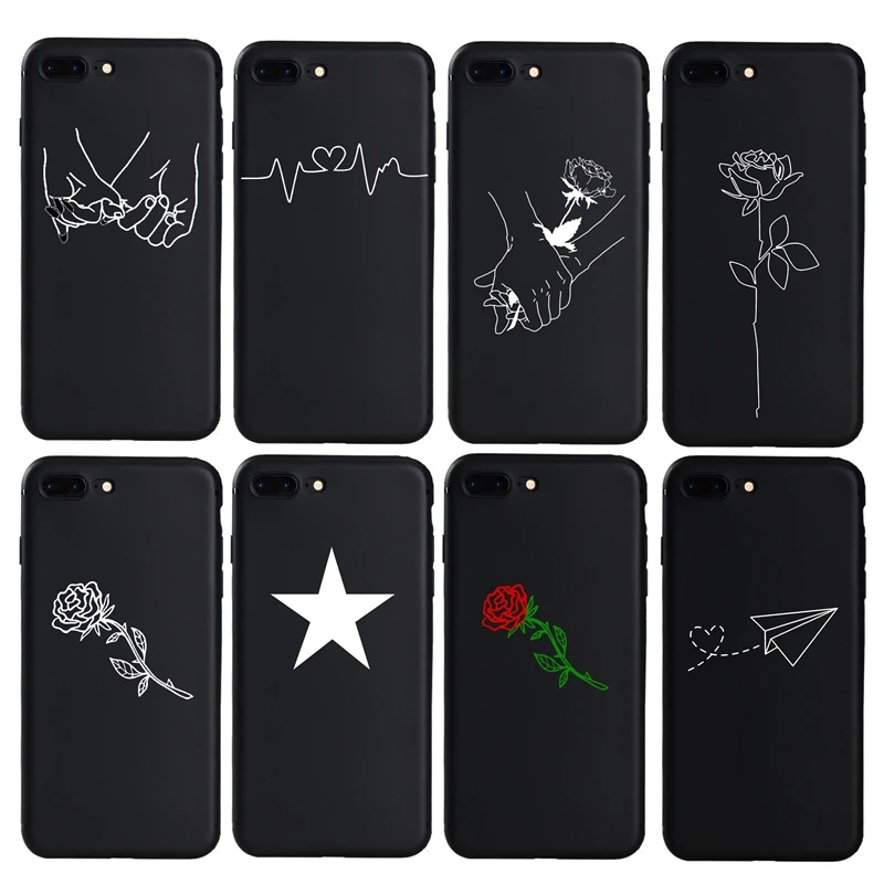 Simple Art Abstract Line Couples Hand Heart Phone Case For iphone 6 6s 7 8 Plus X XR XS Max 5s SE Soft TPU Cover |