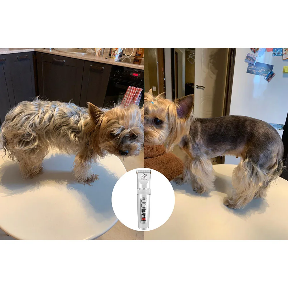 Дешево Baorun P9 машинка для стрижки собак Профессиональный ЖК экран ПЭТ Кусачки для кошек электрический триммер для ухода перезаряжаемая машинка для...