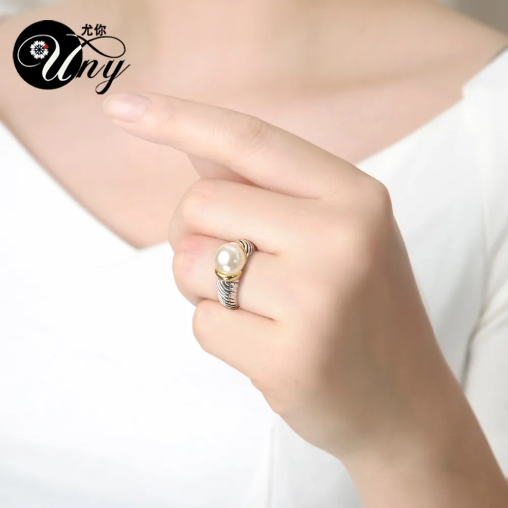 UNY кольцо женские винтажные антикварные кольца жемчужный закрученный провод кольца Дизайнерский Модный бренд Давид кольцо для рождественской вечеринки роскошный подарок