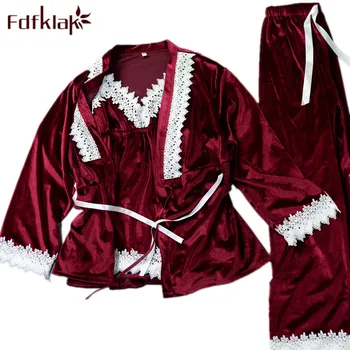 

Fdfklak women home wear pyjama femme Spring autumn new pijama sexy sleepwear velvet pajamas sets home clothes for women Q1559