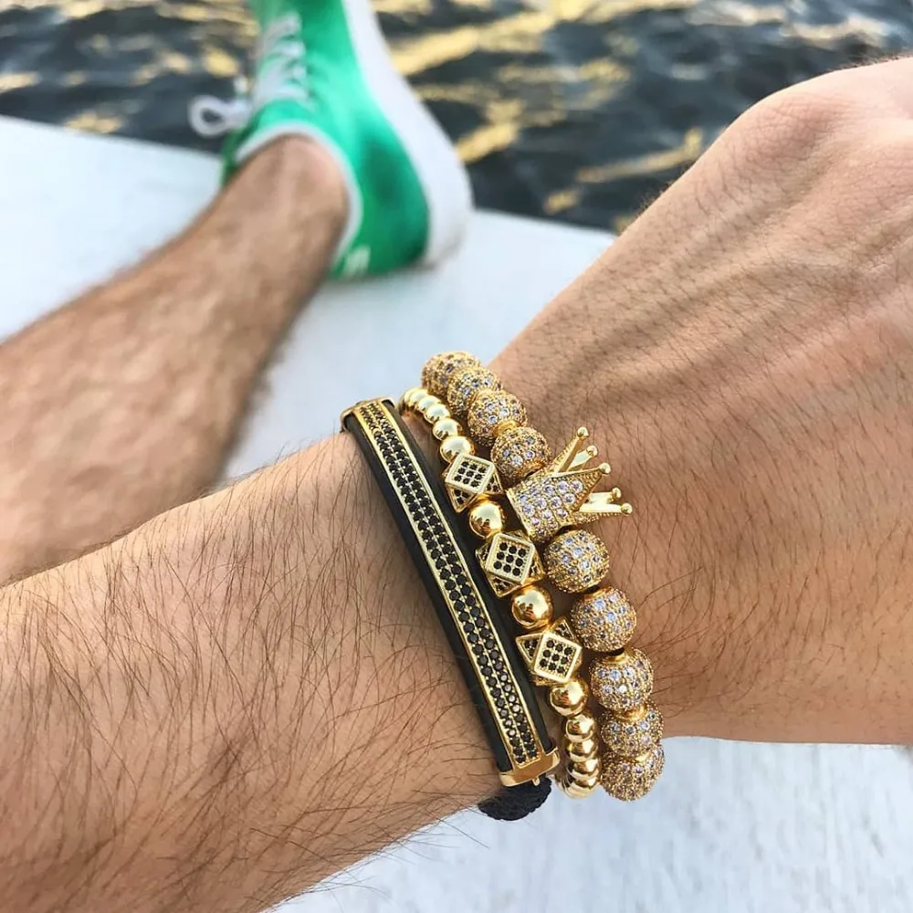 3 pçs set Homens Pulseira jóias da