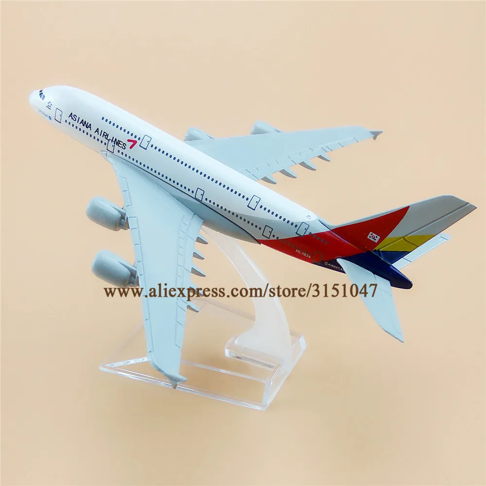 Сплав металла корейский Air Asiana Airlines A380 модель самолета Asiana Airbus 380 Airways модель самолета Стенд самолет детские подарки 16 см