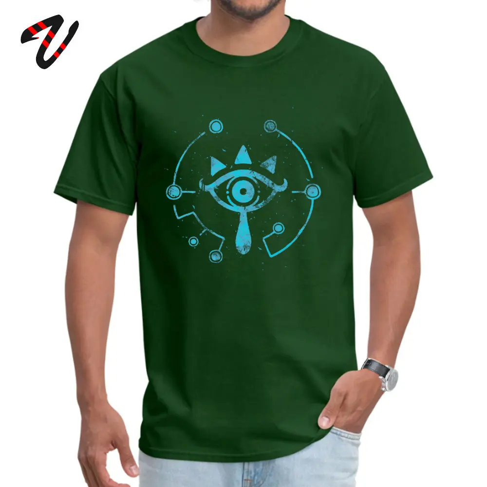 Tops Shirts Tees Sheikah Eye Thanksgiving Day Short Sleeve Cotton Fabric Round Neck Men T-shirts Simple Style Slim Fit Sheikah Eye -18934 dark