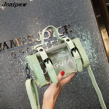 

British Fashion Transparent Female bag 2018 Summer New Letter Portable Boston Bag High quality PVC Women bag Travel Shoulder bag