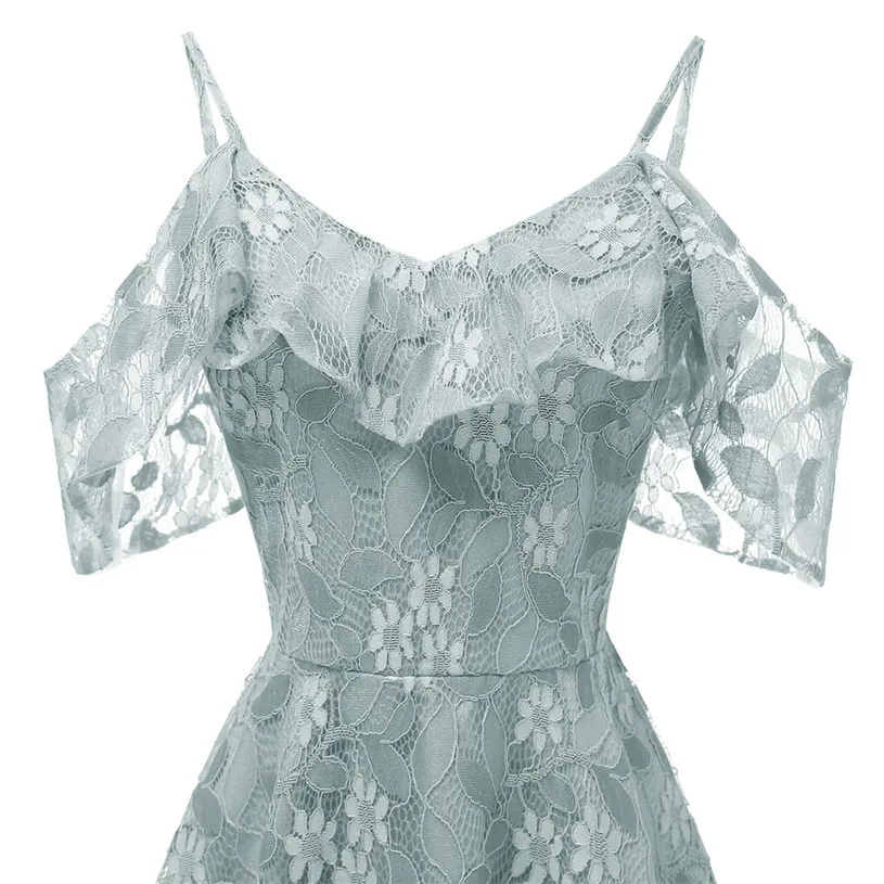 A line Dress Women Vintage Sexy Dress Princess Floral Lace Dress Solid Party Dresses Vestidos Verano 2018 Wholesales 40AT2718