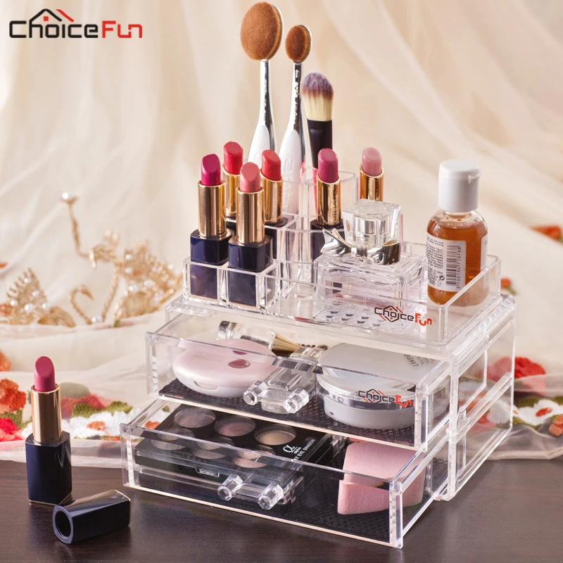  CHOICE FUN Stackable Desk Table Clear Plastic Make Up Storage Box Organiser Acrylic Makeup Cosmetic