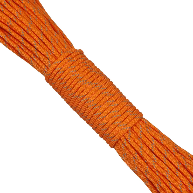 12 Colors 7 Strands Reflective Paracord For Outdoor Survival Bracelet Kit DIY Lanyard Camping Hiking Parachute Cord - Цвет: Orange