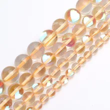 Круглые кристаллические бусины желтый цвет бусины со сквозными отверстиями свободные бусины для изготовления браслета, Цепочки и ожерелья, сделай сам, ювелирное изделие, 6/8/10/12 мм выберите размеры