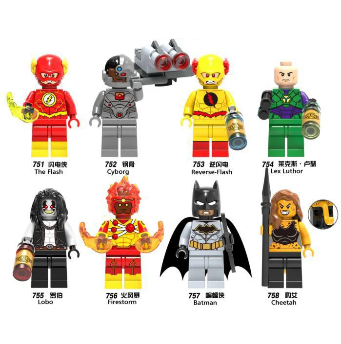 Super Hero LEGOING Marvel Figures Cheetah Reverse Luthor Cyborg Lobo Firestorm Model Building Blocks Bricks font