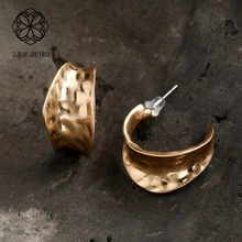 Серебряные золотые полукруглые серьги-гвоздики для женщин, трендовые металлические Очаровательные Круглые серьги с листьями, геометрические модные ювелирные аксессуары