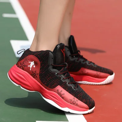 Высокие сапоги кроссовки баскетбольные туфли мужские Air Retro 13 снежинка Баскетбольная обувь Ayakkabi спортивная обувь Tenis для баскетбола сетчатая обувь - Цвет: Black-Red