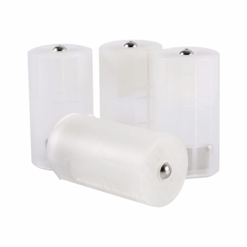 

4pc/set white 2 AA Battery To D Size Battery Holder Conversion Adapter Switcher Converter Case Battery Power Bank Storage Box