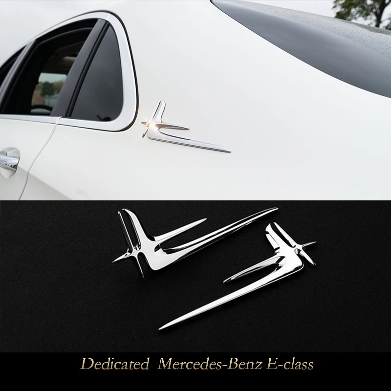 

2X For Mercedes Benz Car-styling Emblem Sticker Silver ABS Extended version sideways Left Right Side Badge Body Logo insignia