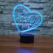 3D ночная лампа с кнопкой в форме сердца для влюбленных
