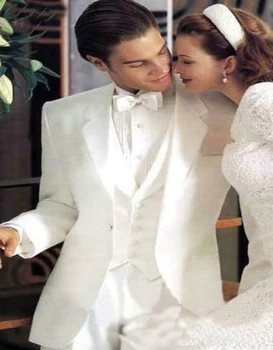 

Wedding Suits White One Button Notch Lapel Men's Suit Wedding Suit Tuxedos Groom Tuxedo Suits Bridegroom(jacket+pants+vest)