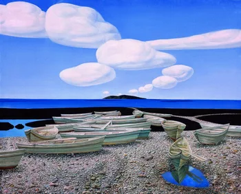 

Modern handmade painting Cloud, boat and sea on oil canvas for living room decor and wallpaper,gallery