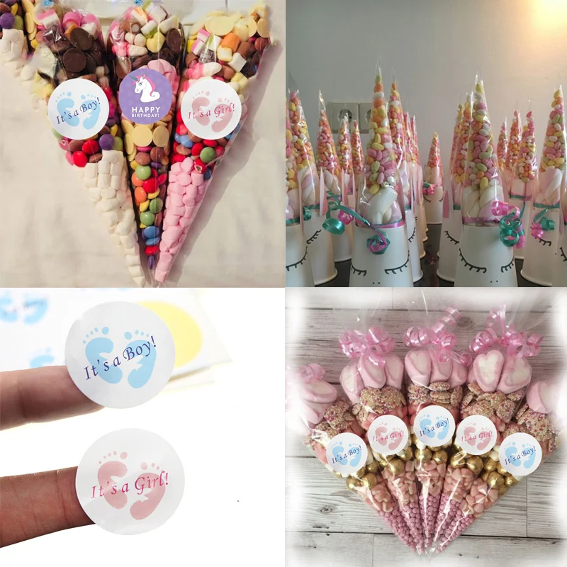 Large Cone Bags Cello Bags BABY SHOWER Sweets Party Bags