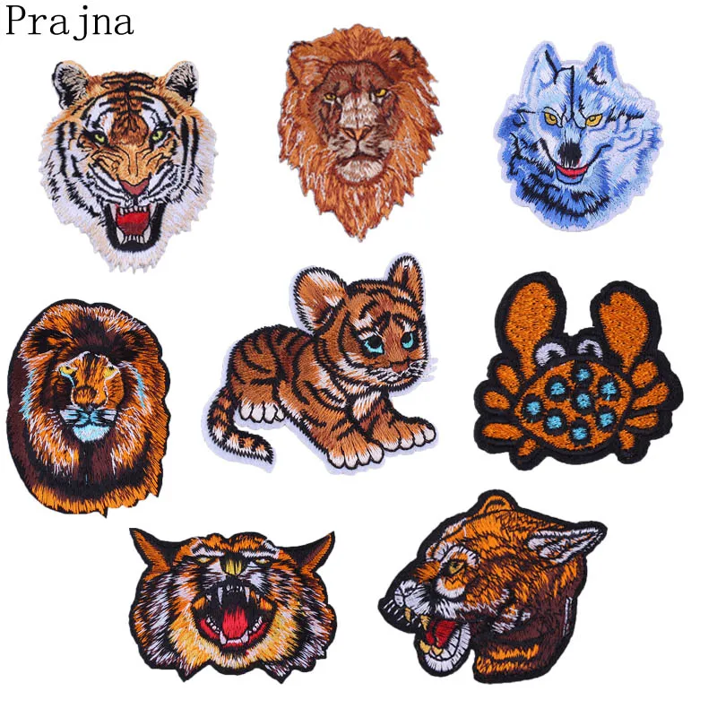 

Prajna Black Panther Patch Tiger Embroidered Punk Gecko Iron On Patches For Clothes Applique Sewing Animal Patch Parches Lion