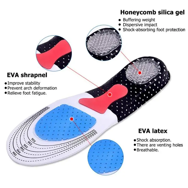 Ортопедические стельки унисекс для спортивной обуви, стельки для бега, гелевые вставки для мужчин и женщин